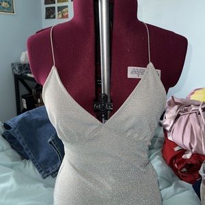Silver Sparkly Divided Mini Dress